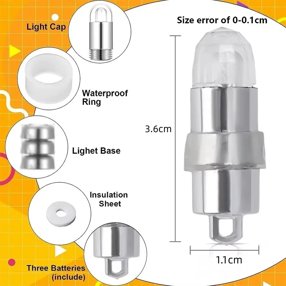10Pcs Warm White Mini LED Bulb Battery Operated Wedding Party Christmas Decor Waterproof Balloons Light with Hanging Hooks