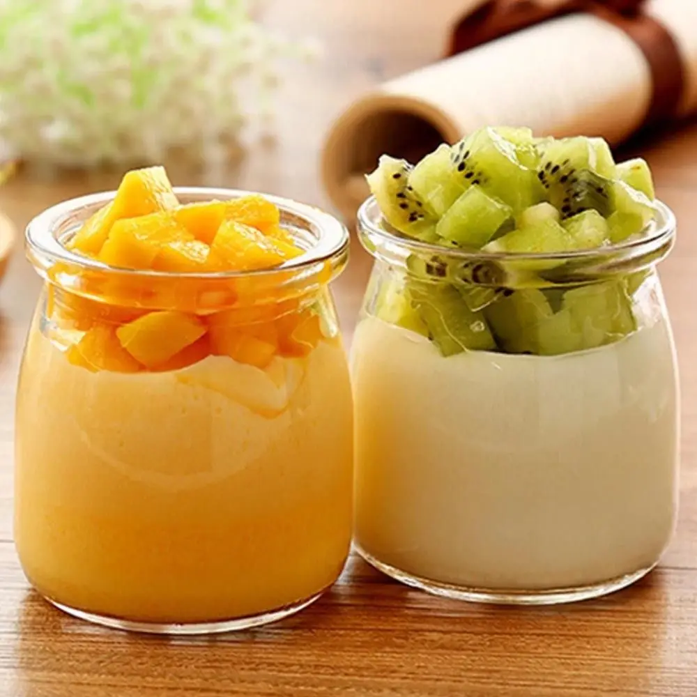 Mini Yogurt Jars Glass Pudding Cups with Lids Empty Airtight Glass Shot Bottles with Lids Glass Leak-Proof Yogurt