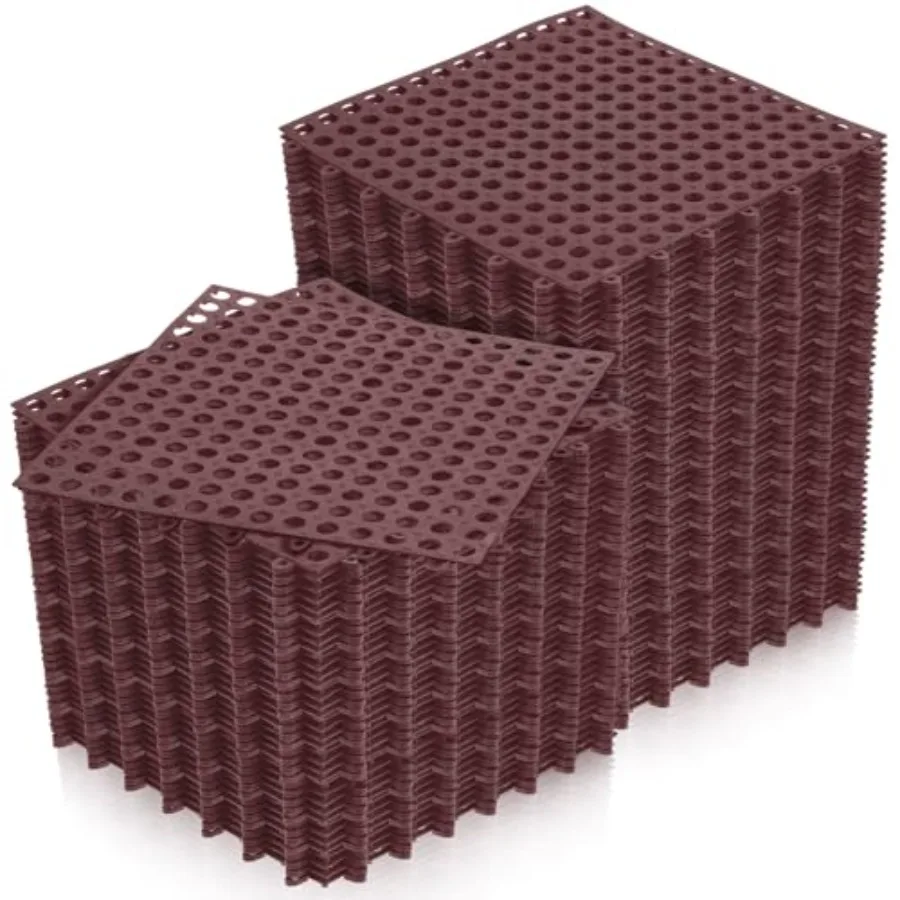 

50 Pcs 11'8 x 11'8 Inch Interlocking Drainage Tiles Dry Deck with Drain Holes Non Slip Floor Mats TPE Soft for Bathroom Patio P
