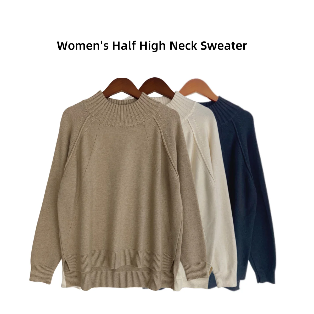 

Women's Half High Neck Sweater Fashion and Leisure Long Sleeve Knit Pullovers Autumn Winter Soft Warm Mock-neck Knitwear Sweater