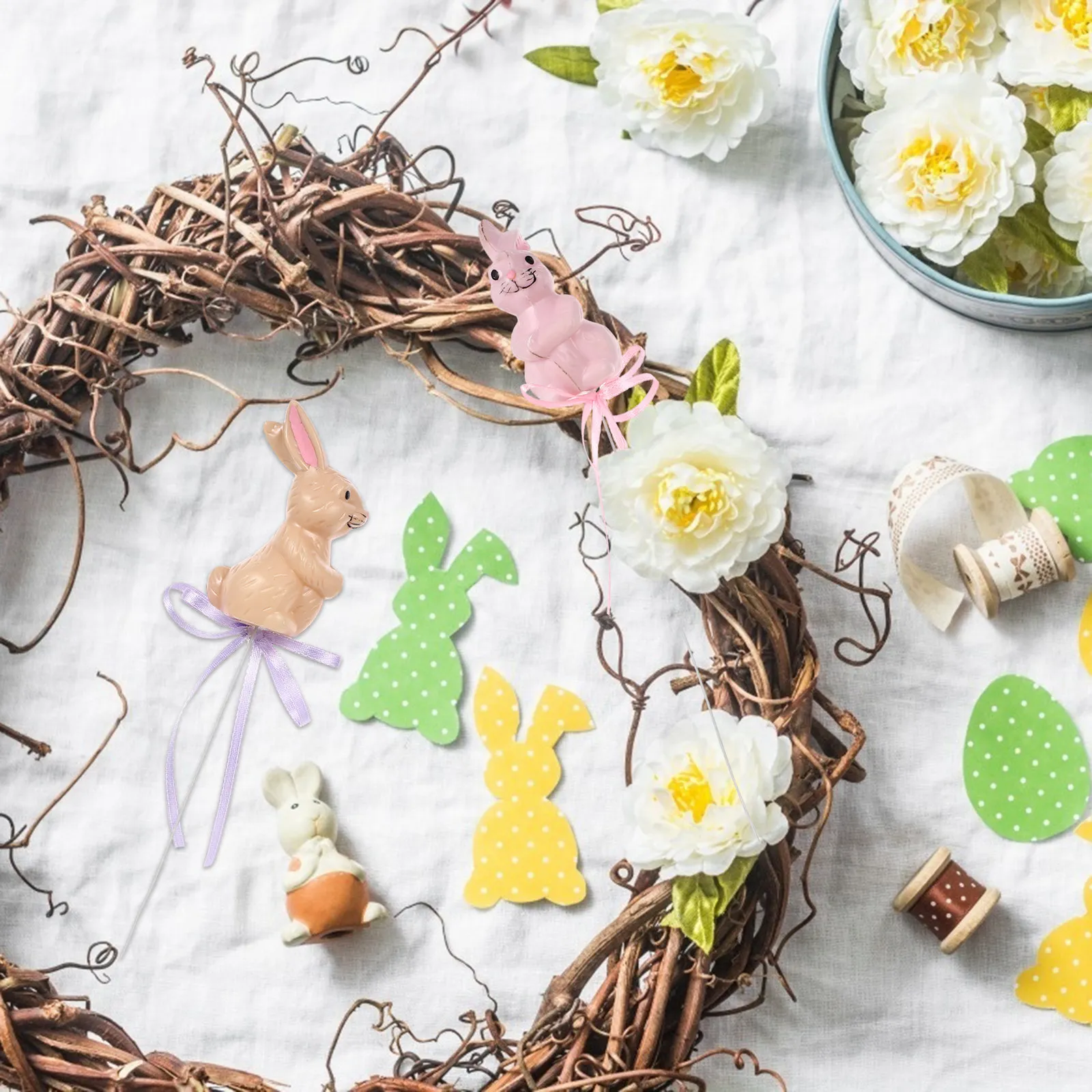 

6Pcs Simulation Animal Decoration Branch Easter Plastic Cutting Ornaments Festival Animal Figures Kids Friendly