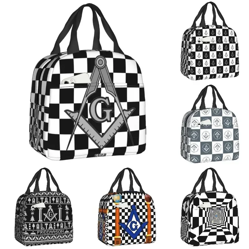 Freemason Square And Compass Masonic Thermal Insulated Lunch Bag Mason Resuable Lunch Container for Outdoor Camping Food Box
