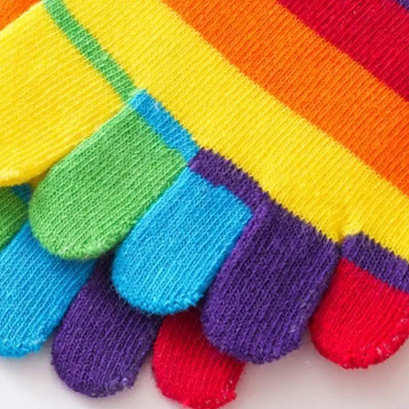 50 LADE CASTALE CASTABLE FIVE TOE SOEE SOPS COLLUTILLITLE RAINBOW STRIPE COMPLE