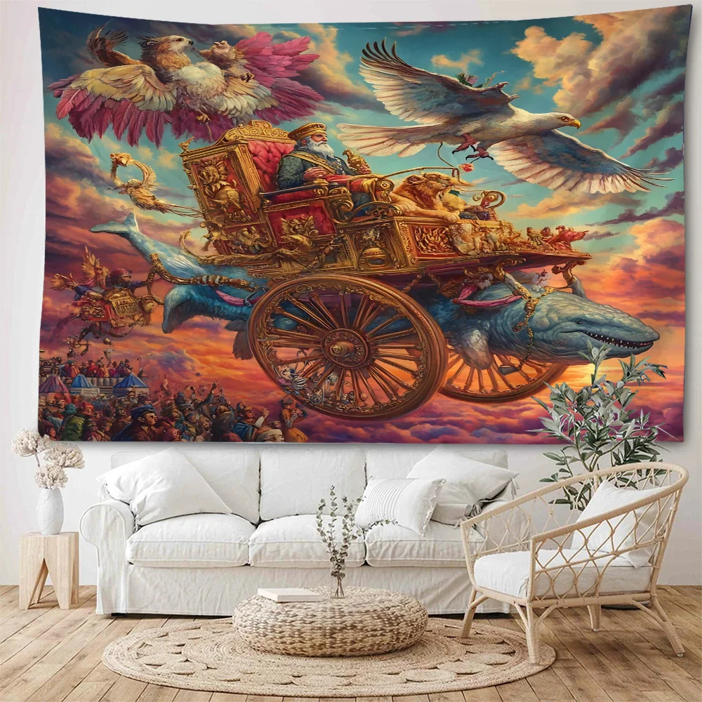 زيوس العرش الذهبي عربة أسطورية لخلفية إله الشمس نسيج مزخرف أوروبي قديم أسطوري أشرطة زخرفية