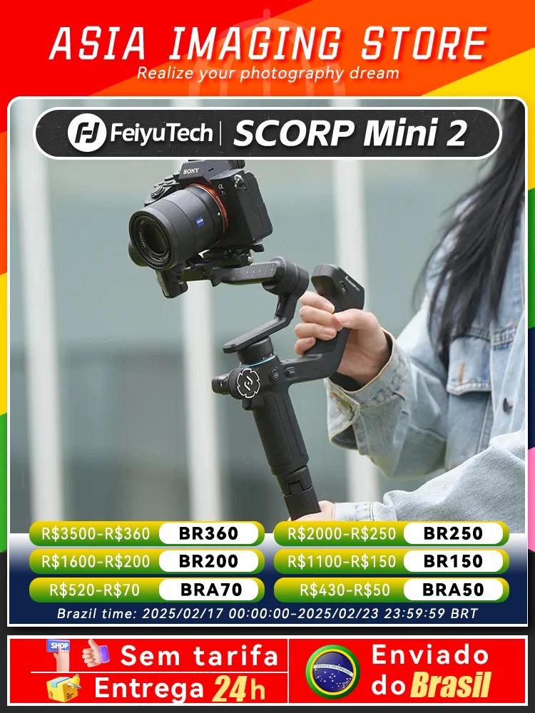 FeiyuTech SCORP Mini 2 Gimbal Stabilizer for Mirrorless Camera Sony ZVE10 Canon Nikon Action GoPro Cell Phone feiyu tech