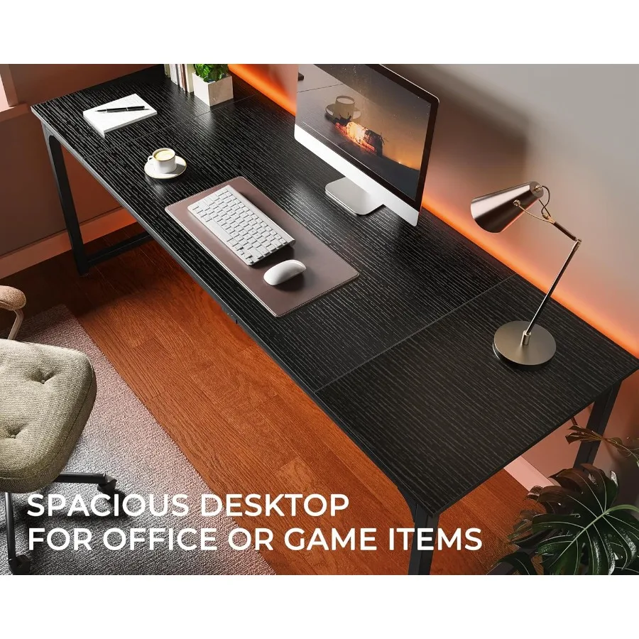 مكتب كمبيوتر 80 بوصة للمكتب المنزلي والدراسة، مكتب ألعاب كبير مع مساحة تخزين، مكتب عمل طويل وبسيط للكتابة يتميز بواسعة #5