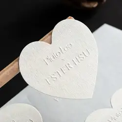 200pcs Custom Embossed Logo White Texture Paper Sticker 3D Relief Adhesive Label For Bakery Boutique Wedding Packaging