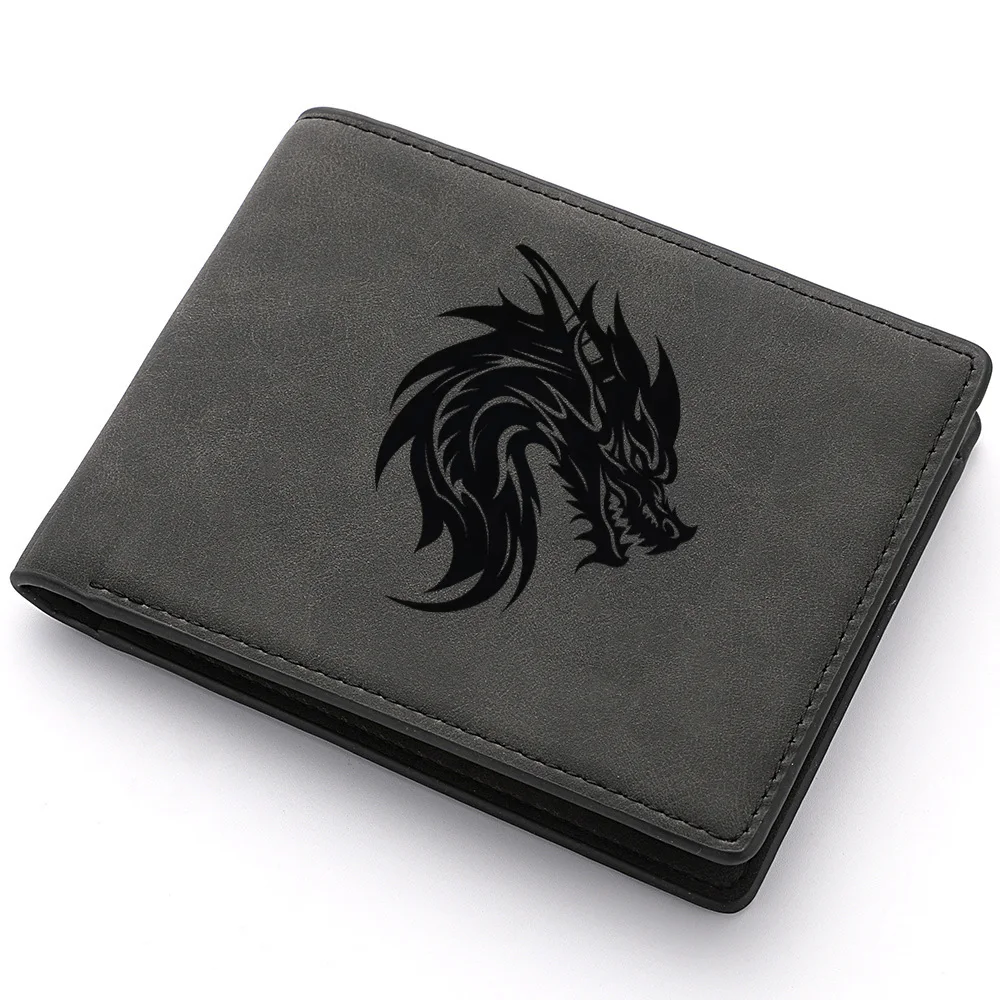 محفظة رجالية قصيرة مصنوعة من جلد البولي يوريثان وسحاب للعملات المعدنية وحامل أموال أمريكي عتيق