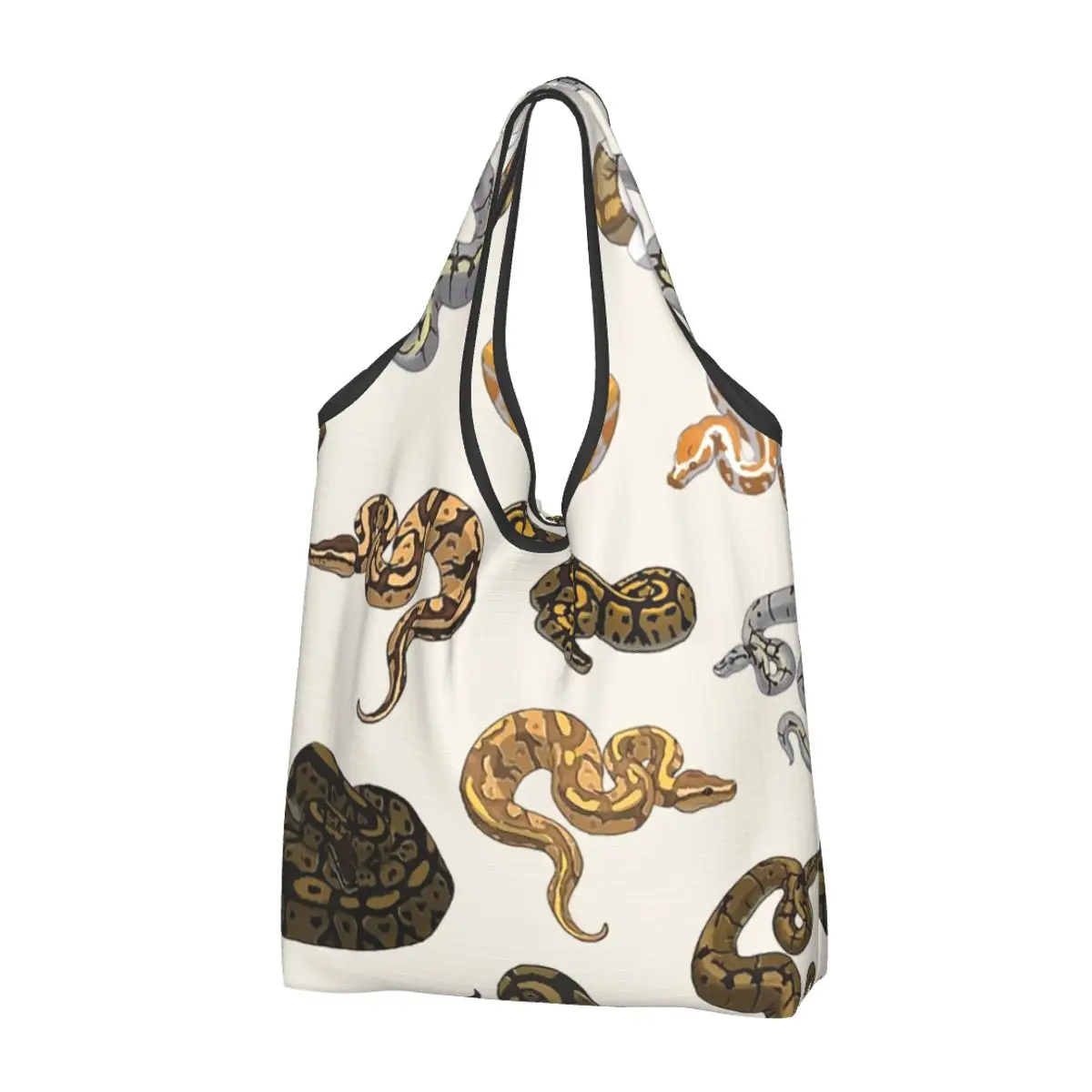 Ball Python Morph Snake Pattern Portable Tote Shopping Bags Large Capacity Shopper Bag Groceries Handbag Shoulder Bag