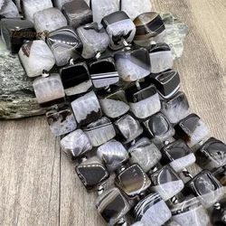 13-14MM Black And White Agates Quartz Druzy Cube Nugget Beads For DIY Jewelry Making my231013