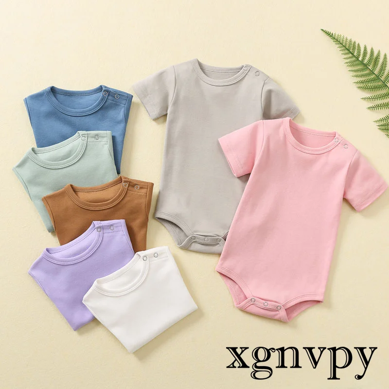 

Xgnvpy New Baby Clothes Summer Short-sleeved Triangle Jumpsuit Baby Onesie Baby Fart Jacket