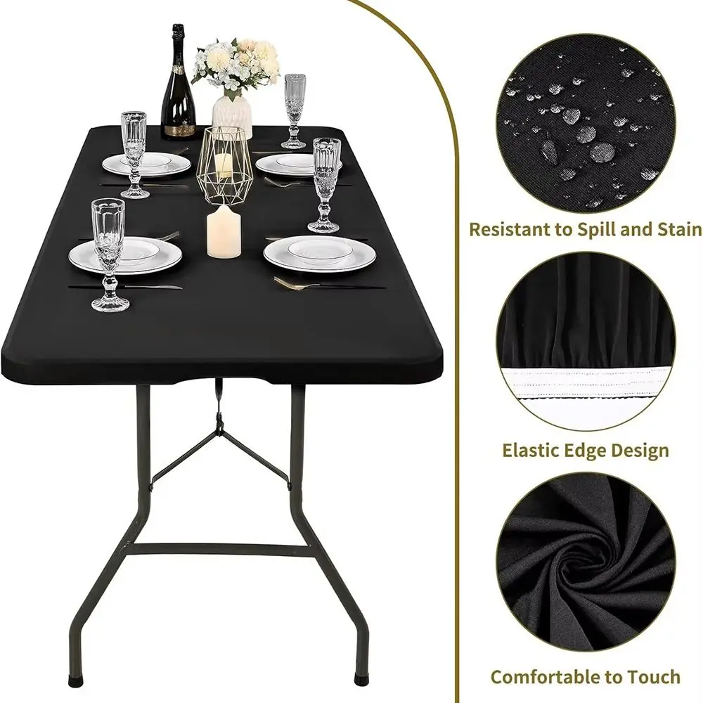1Pcs Spandex Rectangular Tablecloth Stretch 6FT Table Cloth Wrinkle Resistant Elastic Fitted Patio Table Cover