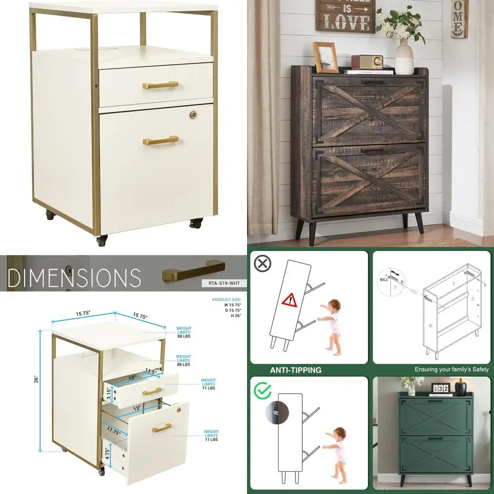 Portable 2-Drawer L…