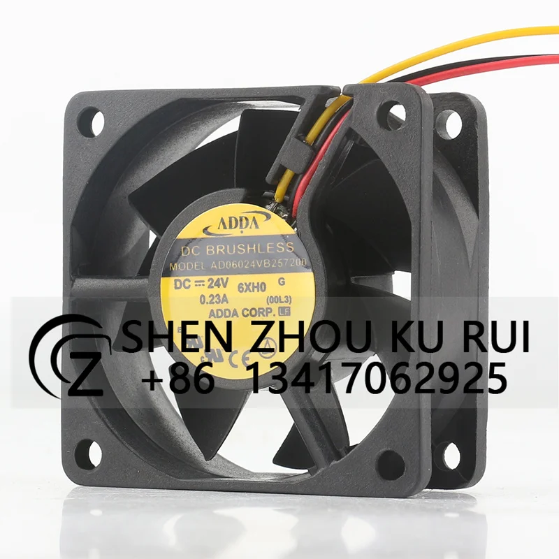 Chassis fan AD06024VB257200 Original ADDA 6025 0.23A 24V three-wire inverter cooling fan 60*60*25MM