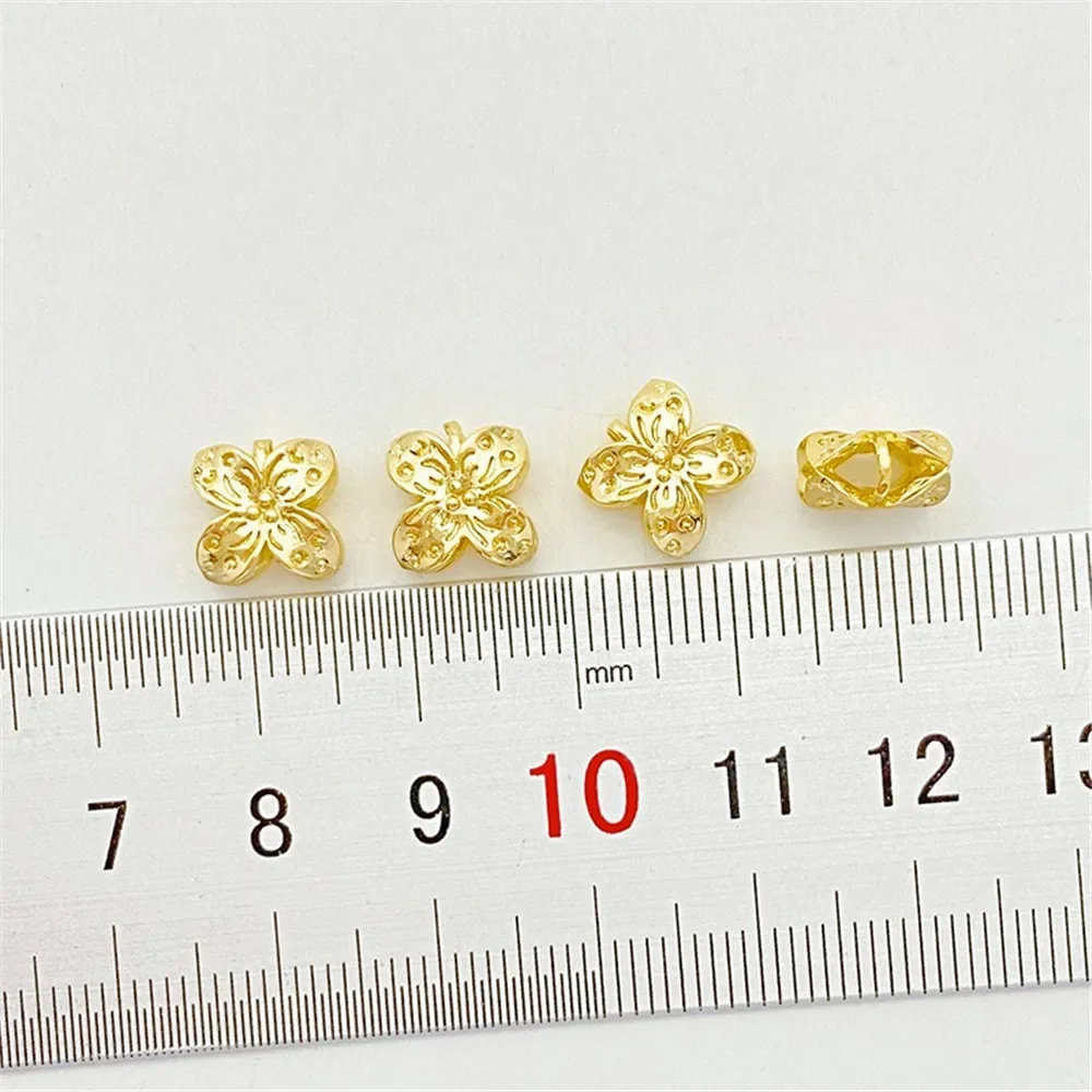 

14K Gold-wrapped Double-sided Through-hole Bead-separated Loose Beads Handmade DIY Bracelet Necklace Jewelry Material Accessorie
