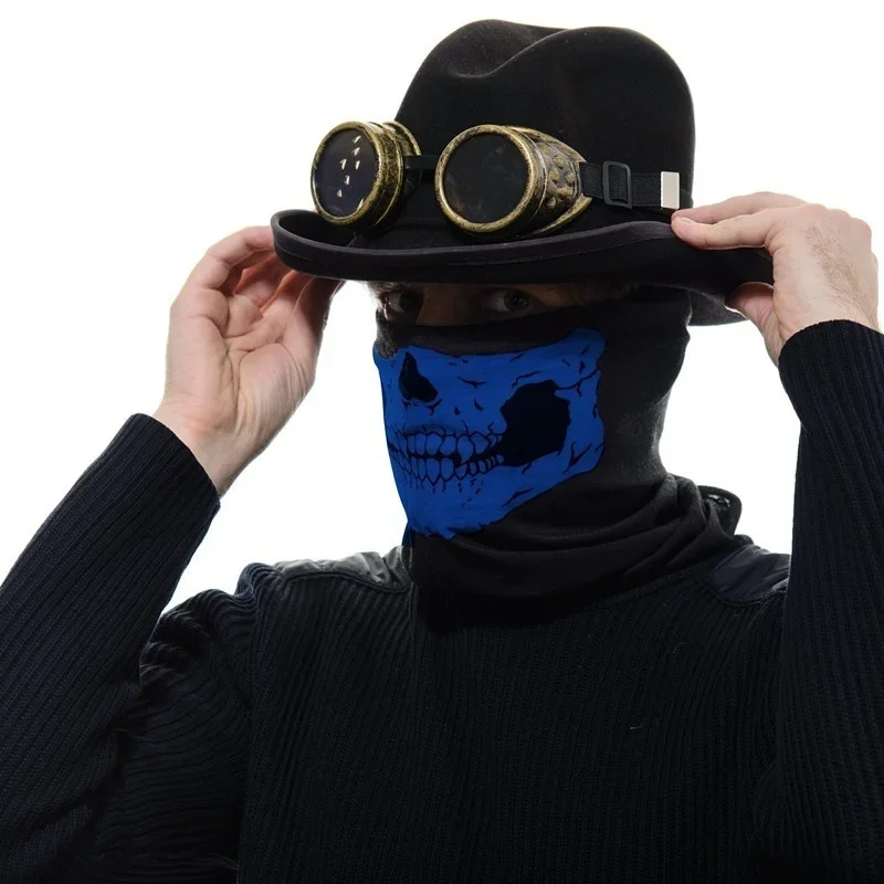 New Multi‑Function Seamless Magic Turban Skull Pattern Outdoor Sports Riding Mask Warm Hood Halloween Party Cosplay Accessory