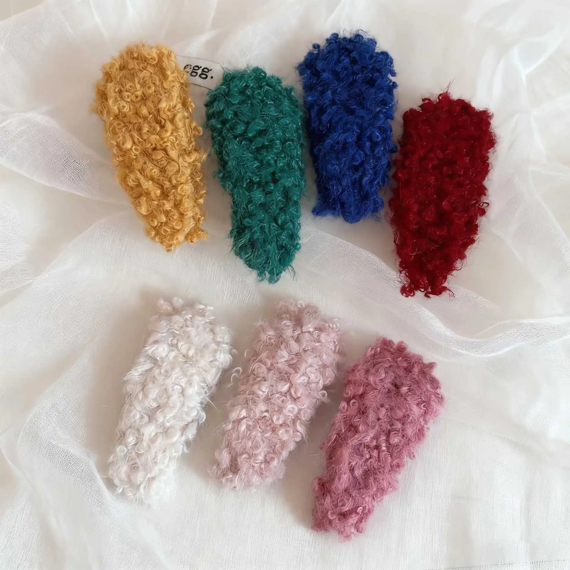 7 個のドーパミン秋冬ラムヘアクリップ、高級ぬいぐるみ前髪クリップ、ヘアクリップ、エッジクリップ、女性用ヘアアクセサリー