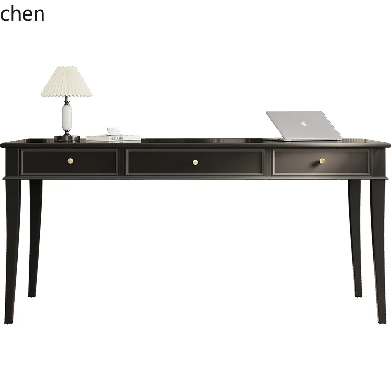 

HSN luxury advanced sense solid wood desk computer desk black study furniture combination