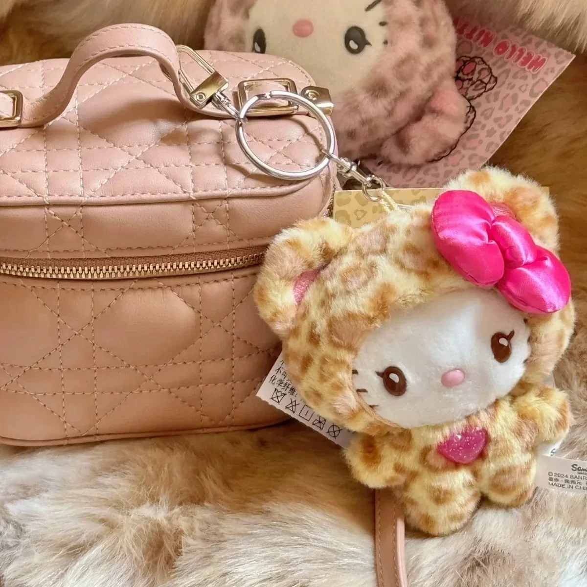 

Character Peripheral Leopard Print Bear Series HelloKittys Plush Pendant Kawaii Bag Decoration Children'S Gift