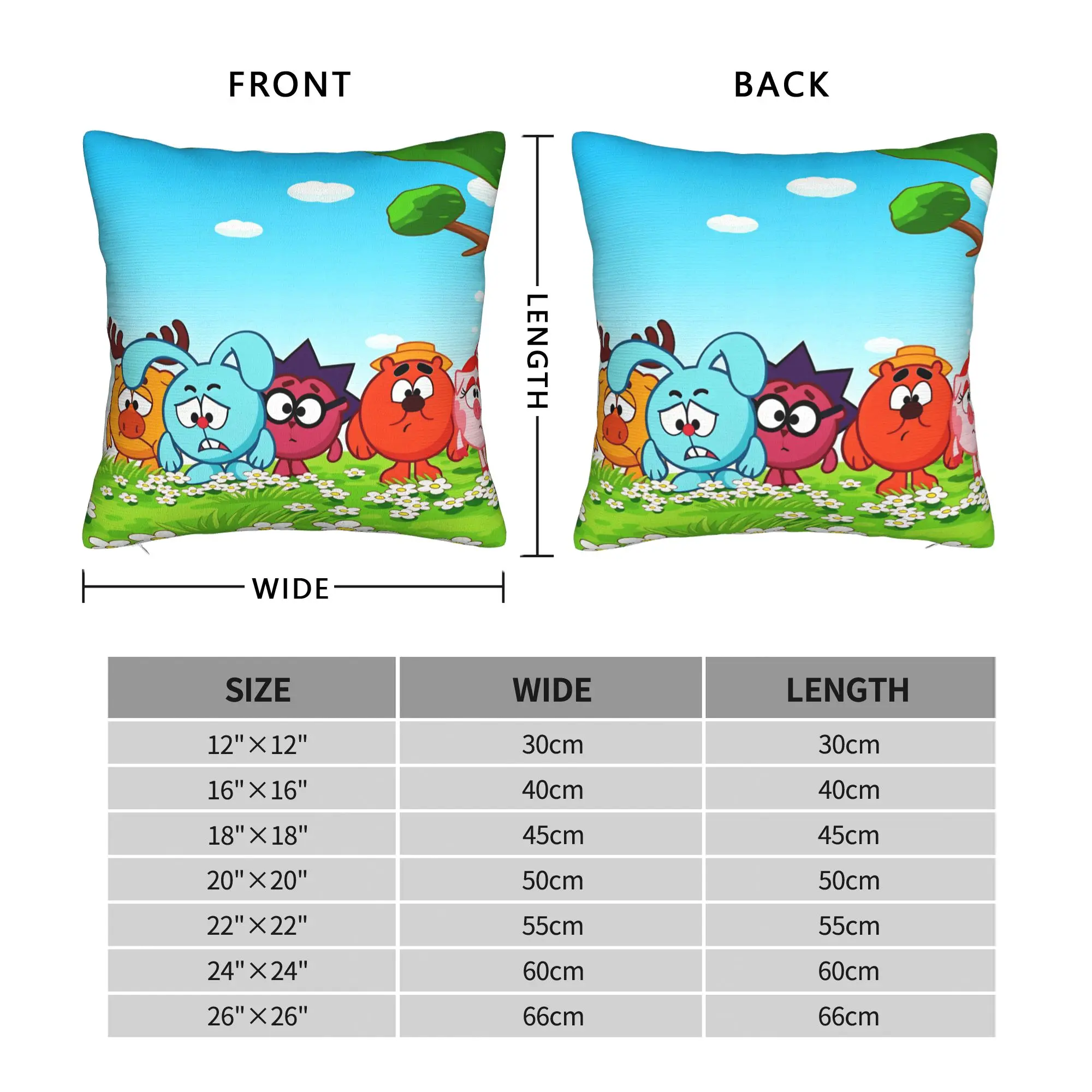 Kikoriki Characters Grass Scene Pillow Case  Square Pillow Cover Novelty Pillowcases For Couch Sofa Bedroom