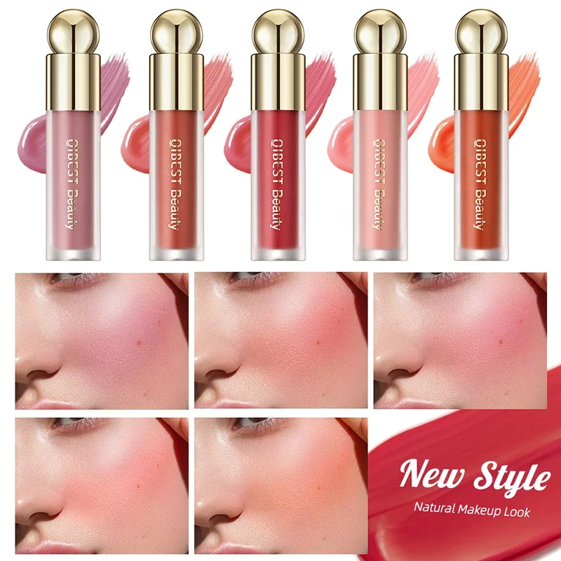 Qibest Liquid Blush Stick Met Kussen Natuurlijke Vloeibare Contouren Voor Face Blusher Pigment Blijvende Wangcrème Blush Make-Up