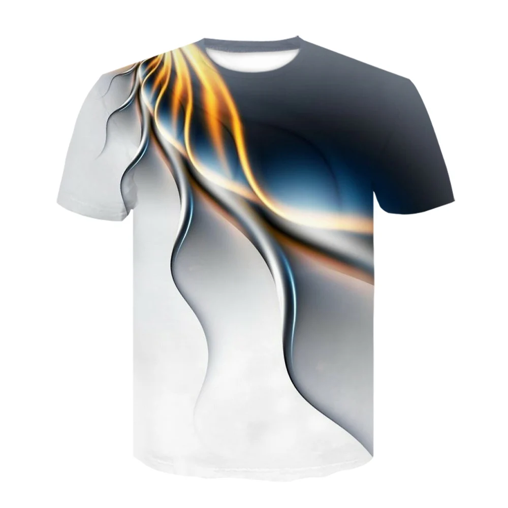 Men Summer Fashion Colorful 3D Printing Tshirt Creative Psychedelic Tops Shirt Optical Illusion Black-White Graphic T-shirt