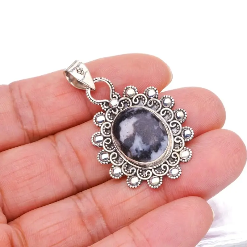 StarGems Natural Pinolith Jasper Handmade 925 Sterling Silver Pendant 2