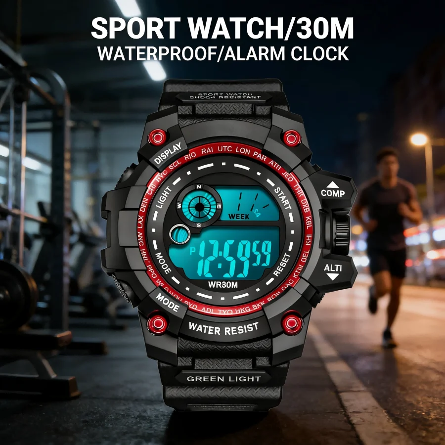 

Спортивные часы MAYZHISU для мужчин, мальчиков, детей, водонепроницаемые, с будильником, датой, мужские цифровые наручные часы с LED-дисплеем