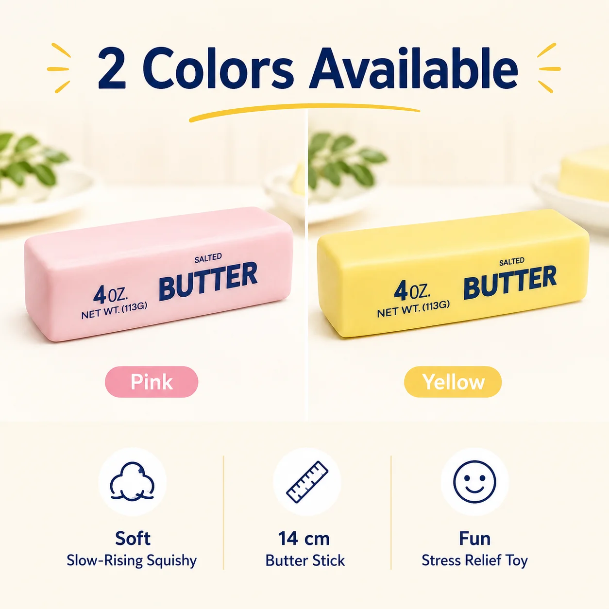 Butter Bar Squishy Spielzeug, Ultra Weiche Langsam Aufsteigende Knetmasse, Stressabbau-Quetschspielzeug für Erwachsene und Jugendliche