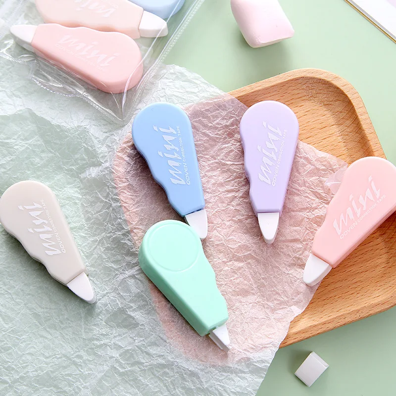 6 pçs/set fita de correção doce fita de correção bonito macaron cor fita portátil engrenagens suaves fácil cobertura