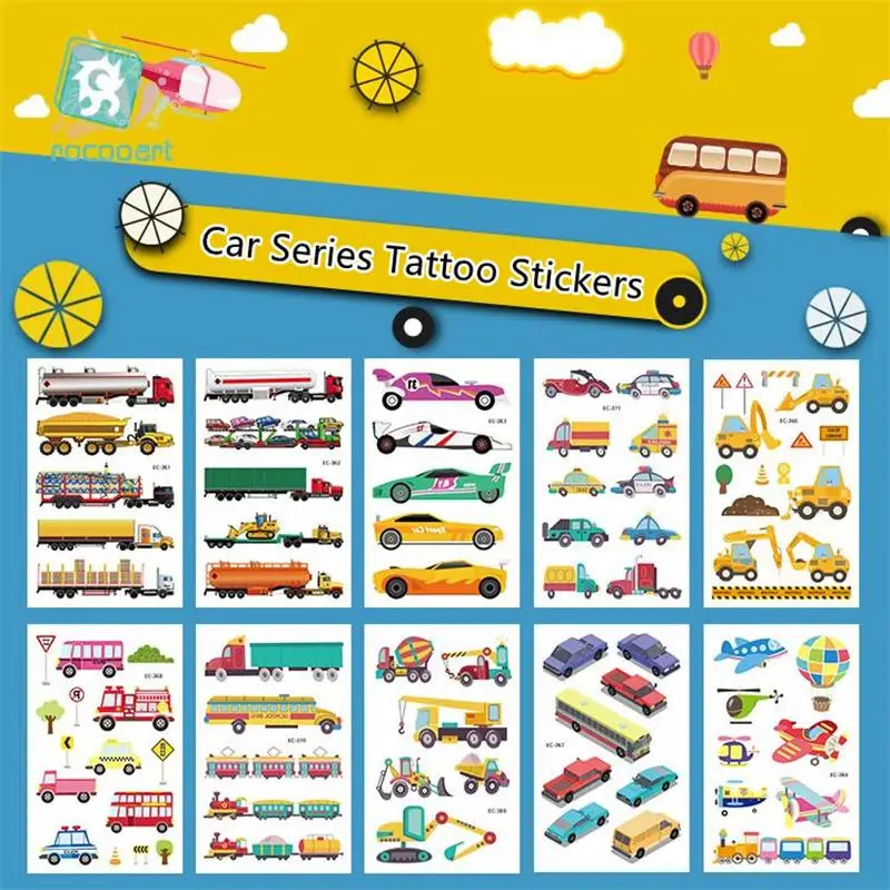 

Cute Car Aircraft Design Waterproof Temporary Tattoos Stickers For Kids Girl Children Gift Water Transfer Fake Tattoo