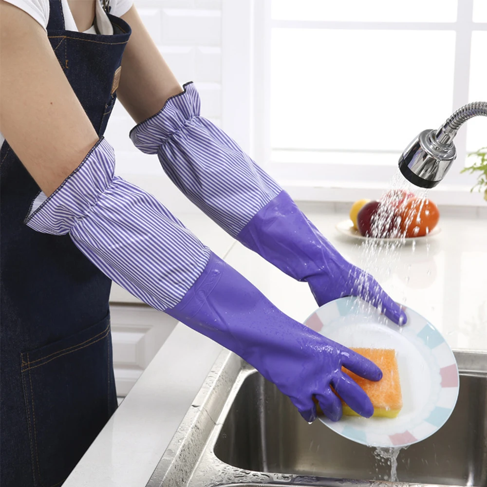 Thickening Wash Dishes Waterproof Washing Cleaning Tools Kitchen Long Sleeve Rubber gloves Household Gloves