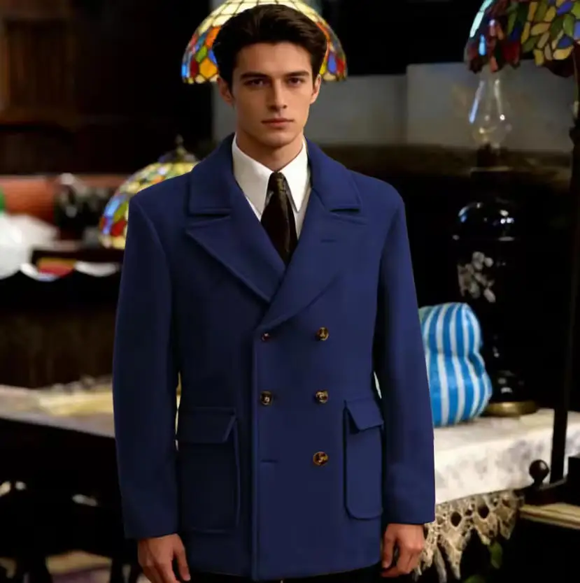 

Classic British Style Man Blazer Winter Woolen Short Coat Thick Men's Woolen Jacket Business Leisure Men Blazer For Office Work