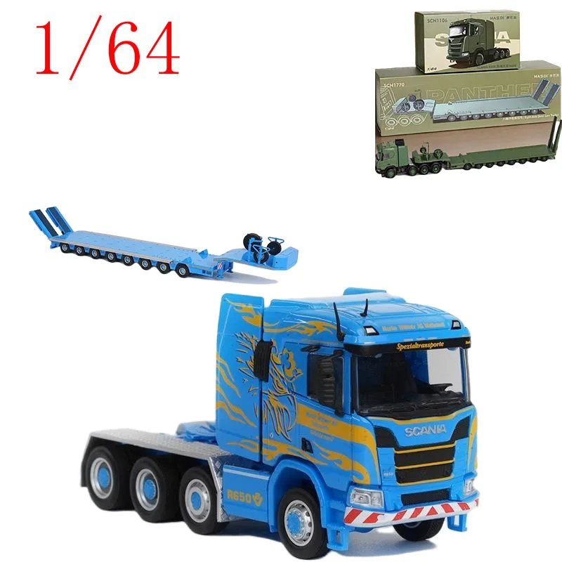 

Mighty Diecast 1/64 Scale Scania Tractor Head with Container Semi-Trailer Bogie Alloy Car Model Toys for Boys Gift