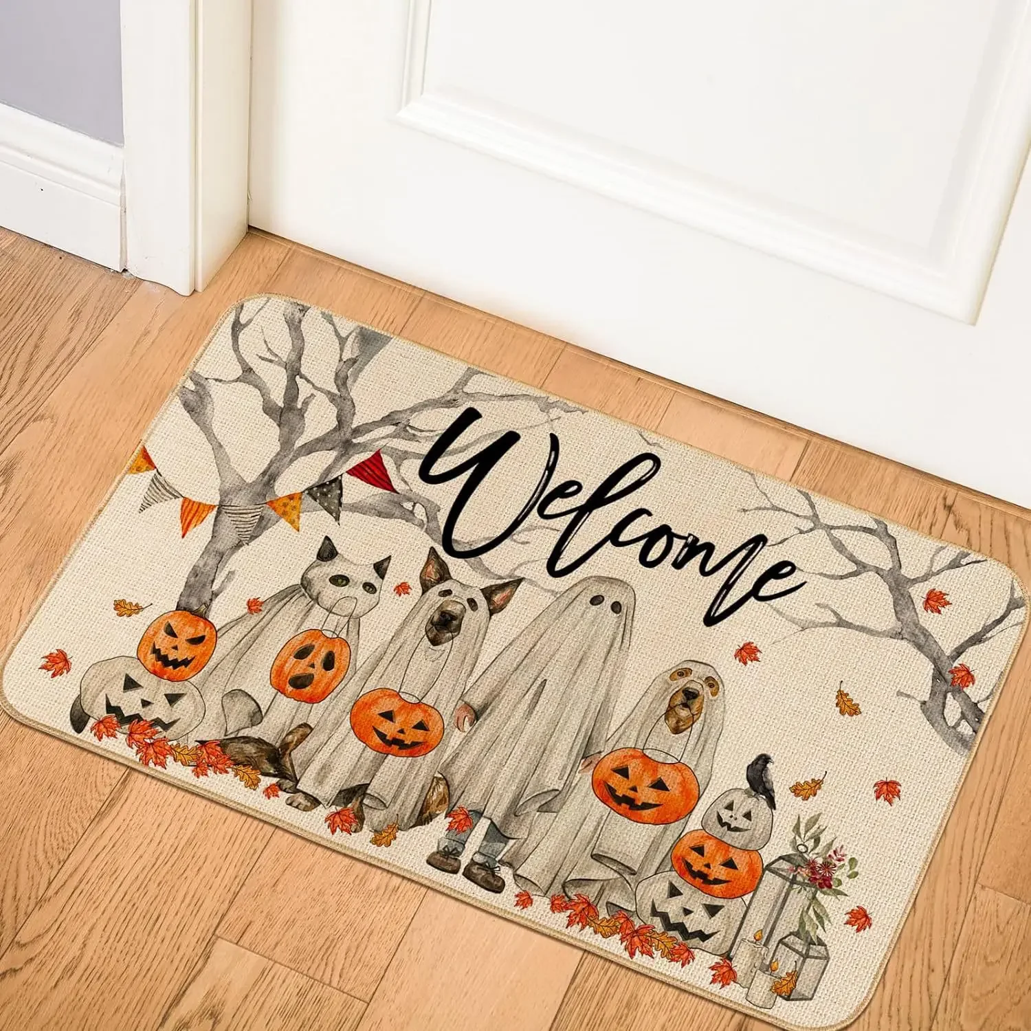 Divertida alfombra de calabaza de Halloween para el hogar, alfombrilla resistente al desgaste para puerta de baño, alfombrilla antideslizante absorbente de agua para pies