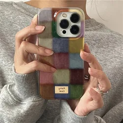 Vortex Pattern Colored Small Grid Label Phone Case For iPhone 17 16 Pro Max 15 14 13 12 11 XS X XR 7 8 Plus 16E 17 Air SE2 Cover