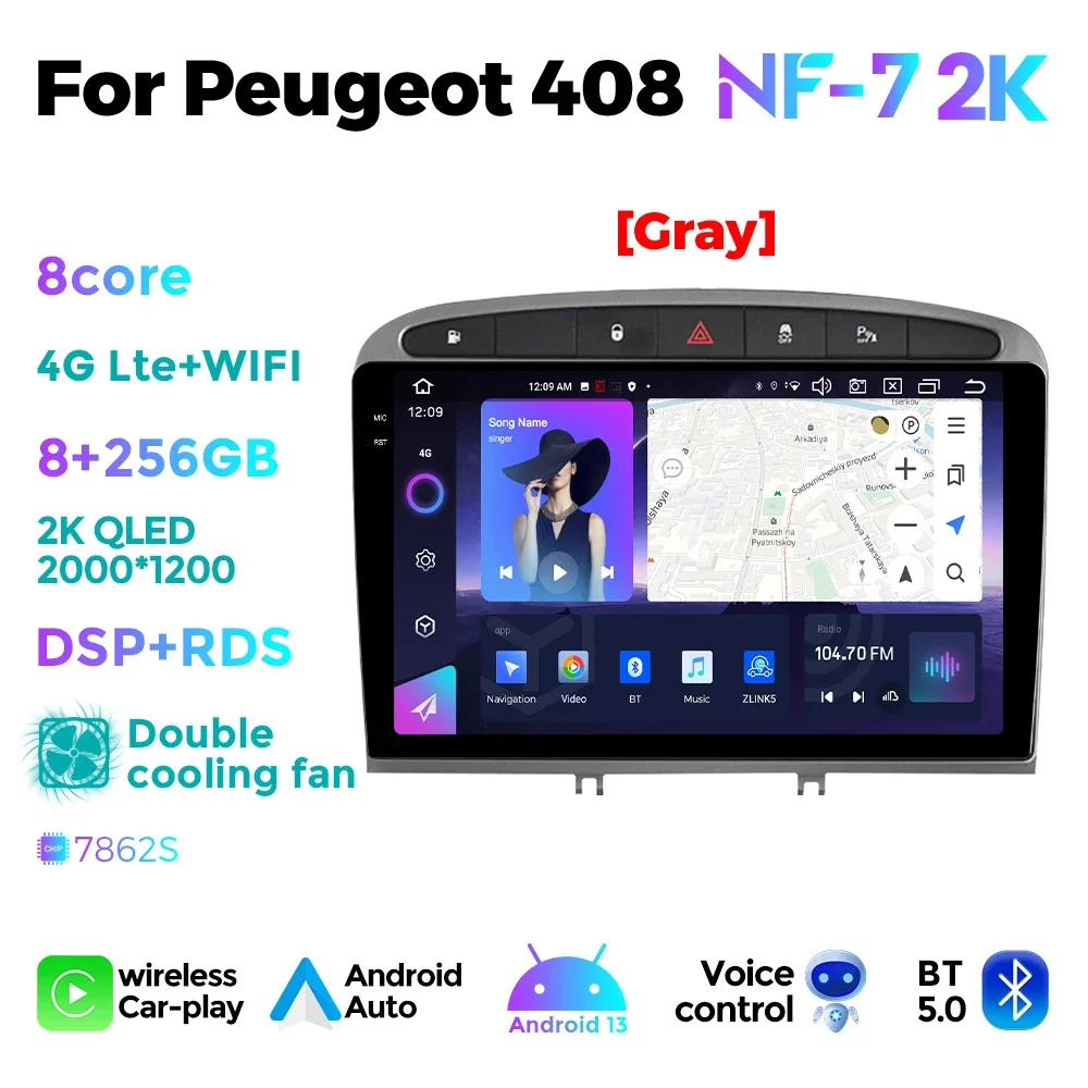 

Android 2 DIN Car Radio for Peugeot 408 308 T7 SW 2007-2015 Carplay Multimedia Video DSP Navigation GPS Player 4G WIFI Head Unit