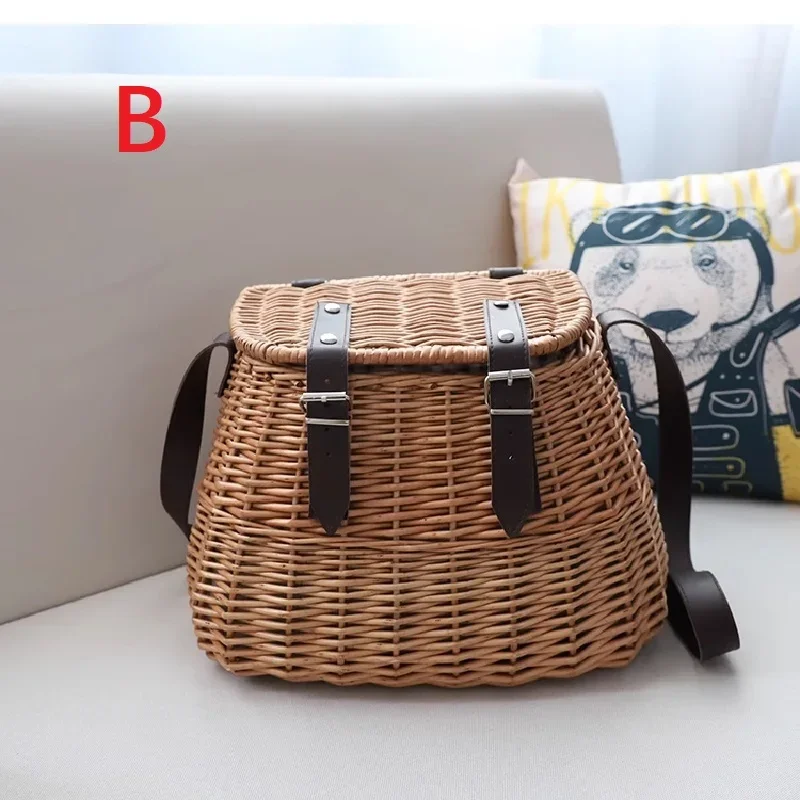 

Подарочная коробка из плетеной лозы, винтажная шляпа, корзина для хранения нижнего белья, шкатулка с сокровищами, плетеная корзина для рыбы из ротанга ручной работы с крышкой