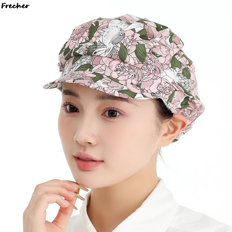 Women Men Nursing Hat Pet Shop Working Hats Soft Printed Workshop Caps Kitchen Chef Uniform Waiter Work Cap Breathable Headwear