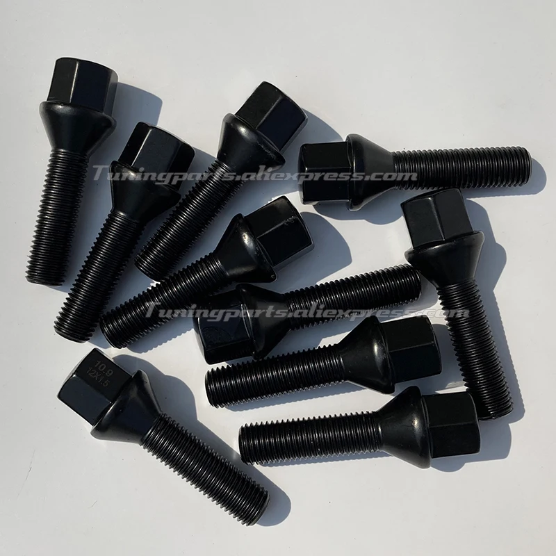 10pcs Black Cone Seat M14* 1.25 50mm Car Wheel Spacer Wheel Bolt for BMW f16 40d  X6