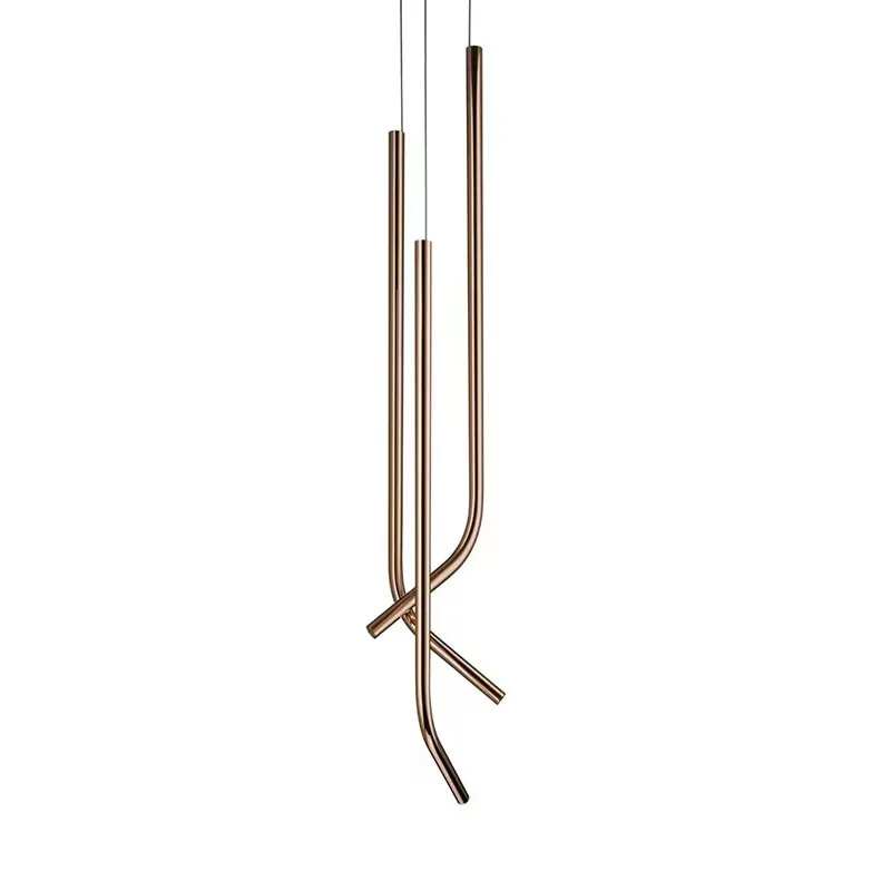 

Modern light luxury exhibition hall electroplating line chandelier dining room bedroom bedside art chandelier