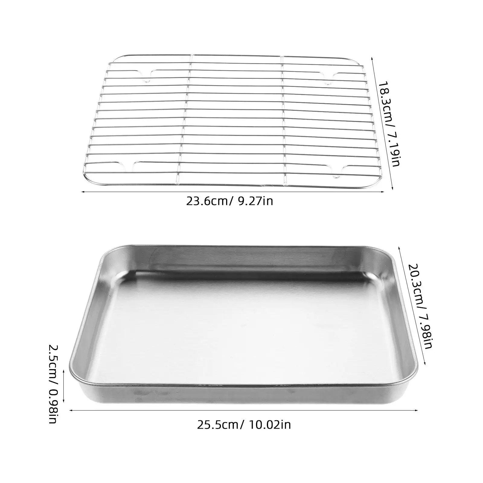 1Set Stainless Steel Baking Tray Cooling Rack Set Non Stick Wire Sheet Pan Oil Draining Tray for Bbq Snack Storage