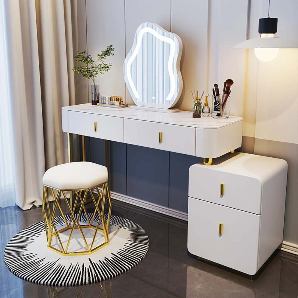 

Glamour Luxury Vanity Table Modern Elegant Fashion Simple Vanity Table Unique Aesthetic Meuble Coiffeuse Bedroom Furniture