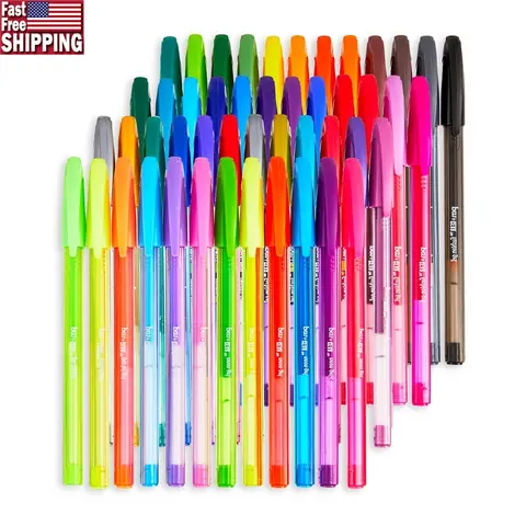 Gel Stick Pens 0.7mm Medium Point Assorted Colors 48 Count Doodling Writing Coloring Quick Dry Ink Ergonomic Design Clip Storage