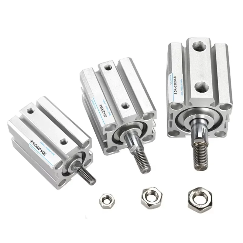 Pneumatischer Kompaktzylinder SDA B-Serie mit Außengewinde, Hub 5 10 20 25 30 40 45 50mm, Bohrung 12 16 20 25 32 40 50 63 80mm