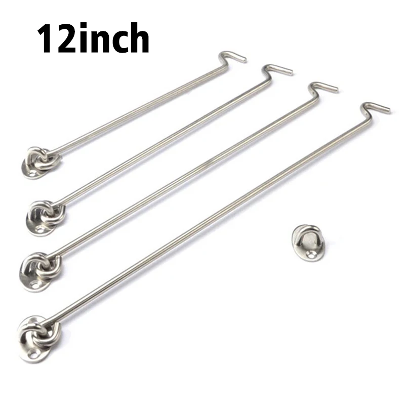 2Pcs Old style Window Brace Windproof hook 296mm 12 Inch Long Door Window Catch Eye Cabin Hook Fasteners Window Hook