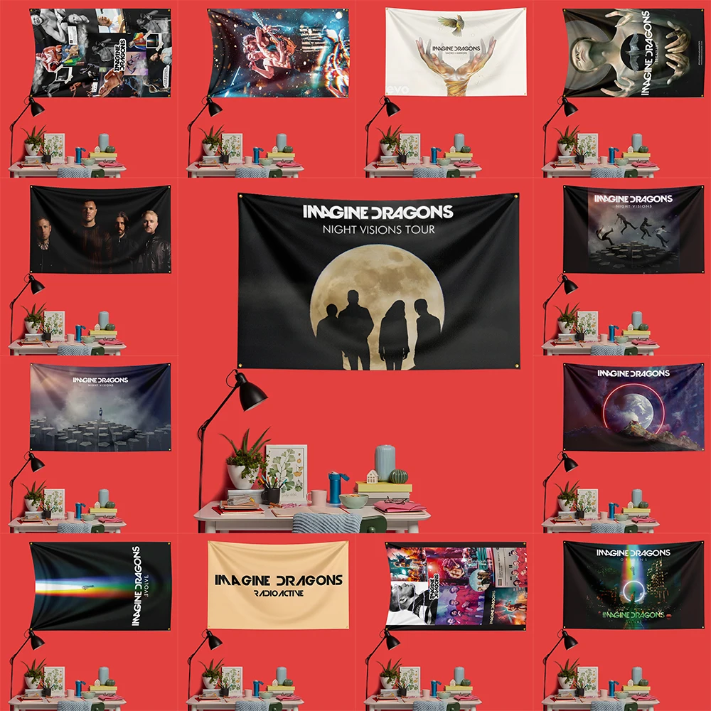 

Imagine Dragons Inspired Rock Music Flag 3x5 FT 90x150cm Polyester Decorative Banner Tapestry For Music Fans Bedroom Wall Decora