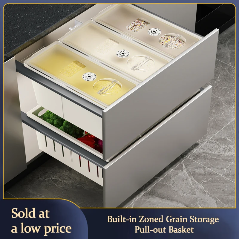 Spanish Rice Transparent Embedded Kitchen Cabinet Rice Dispenser Pull Out Drawer Sealed Grain ...