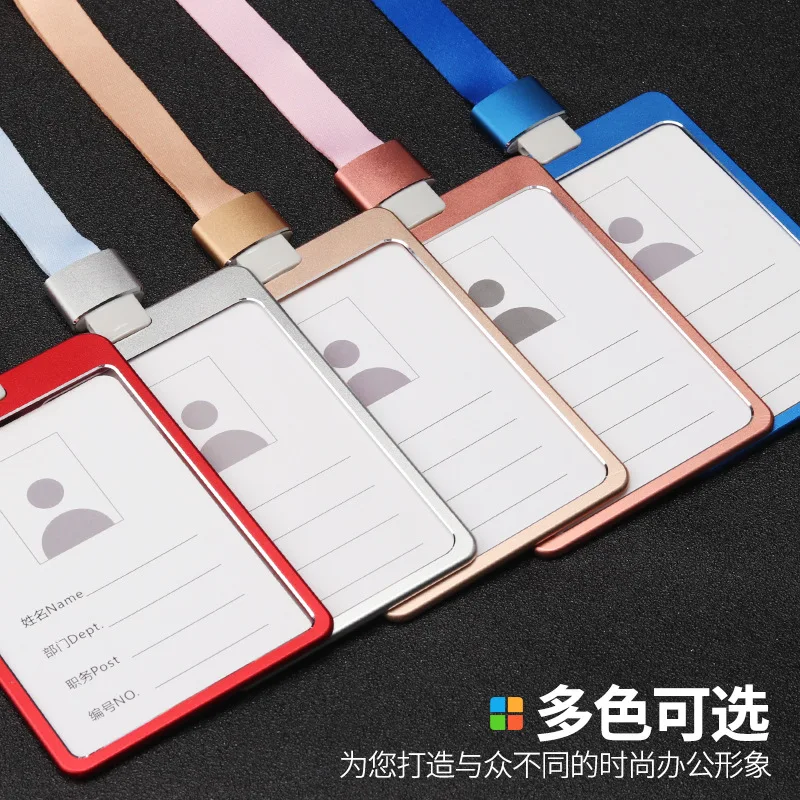 Fashion Cerdit Card Holder Lanyard Aluminum Alloy Work ID Card Holder Business Work Card ID Badge Holder Student Bus Cards Case