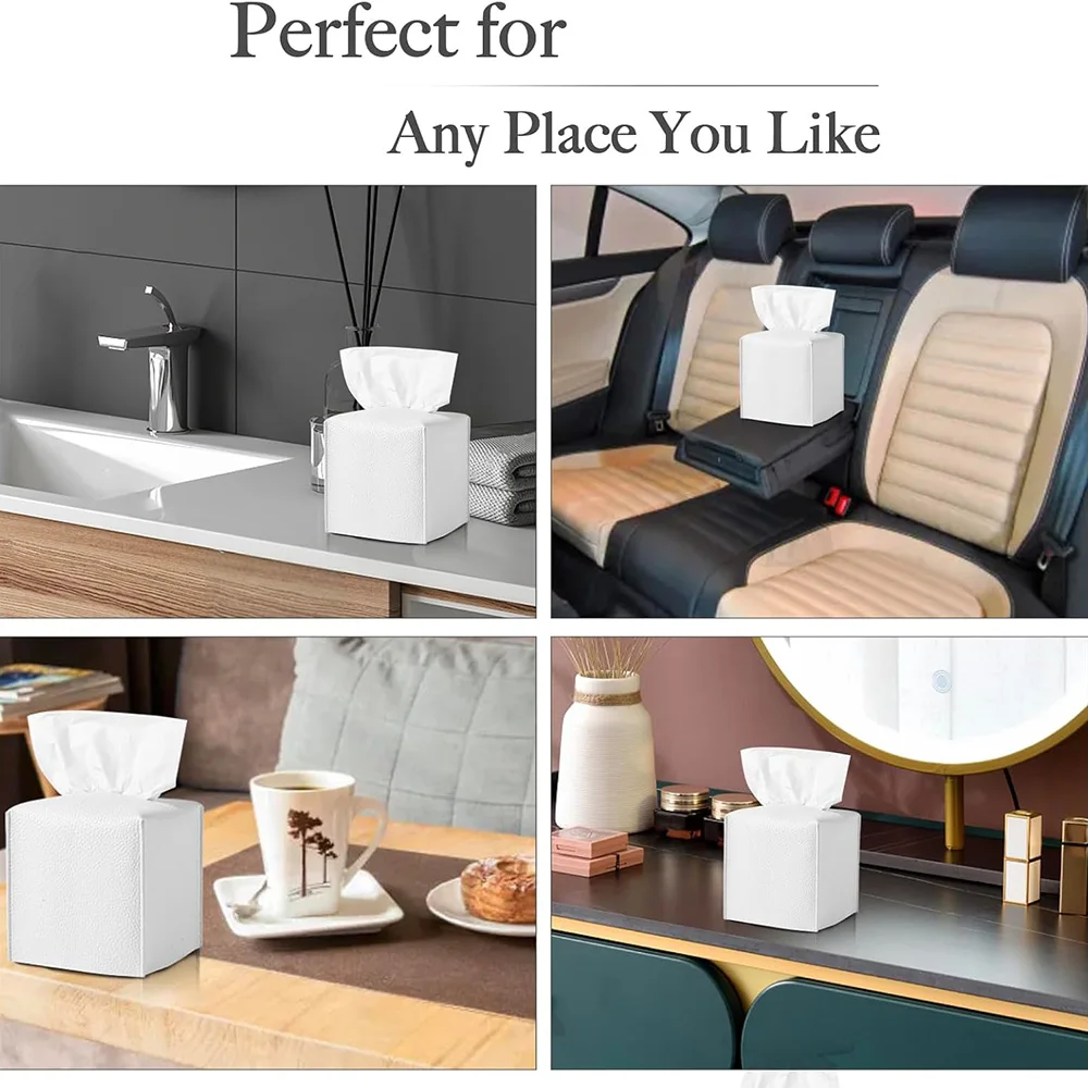 حامل غطاء صندوق مناديل مربع من جلد البولي يوريثان الحديث-حامل ديكور/منظم لسطح كونترتوب الحمام والحوامل الليلية والمكتب